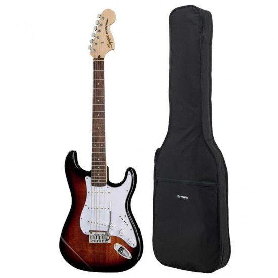 Fender 0378000500 Squier Affinity Stratocaster Electric Guitar in 3-Colour Sunburst Bundle