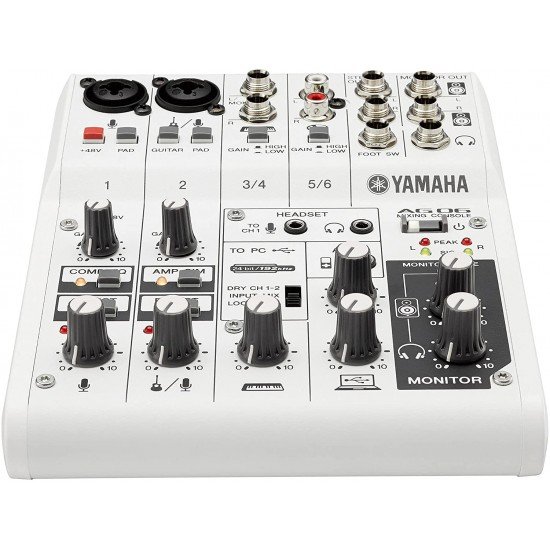 Yamaha AG06 Mk2 6-channel Mixer and USB Audio Interface - White
