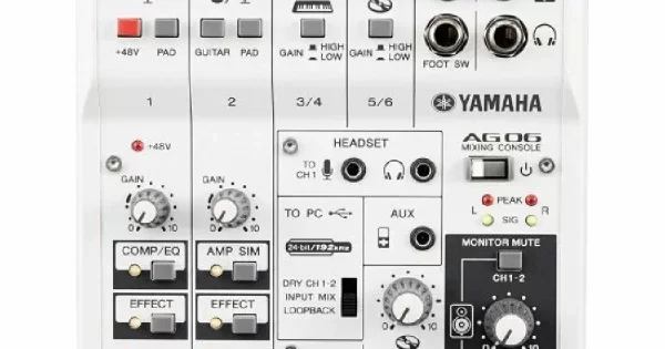 Yamaha AG06 Mk2 6-channel Mixer and USB Audio Interface - White ...