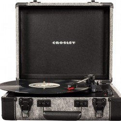 Crosley CR6019D-SMK Executive Vintage Bluetooth 3-Speed Portable Suitcase Turntable with USB, Smoke