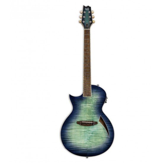 ESP LTD TL-6 Thinline Left Handed Acoustic Guitar, Aqua Marine Burst Finish
