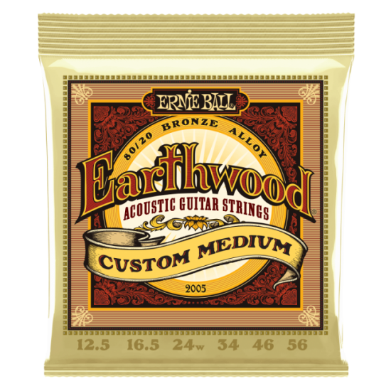 Ernie Ball Earthwood Custom Medium 80/20 Bronze Acoustic Guitar Strings - 12.5-56 Gauge - P02005