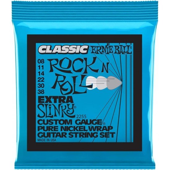 Ernie Ball 2255 Extra Slinky Classic Rock N Roll Electric Guitar Strings - .008-.038