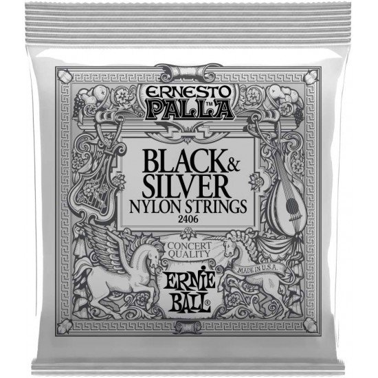 Ernie Ball 2406 Ernesto Palla Black & Silver Nylon Classical Guitar Strings - Medium Tension