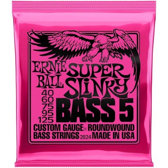 Ernie Ball Super Slinky Nickel Wound Electric Bass Strings (5-String Set, .040 - .125)