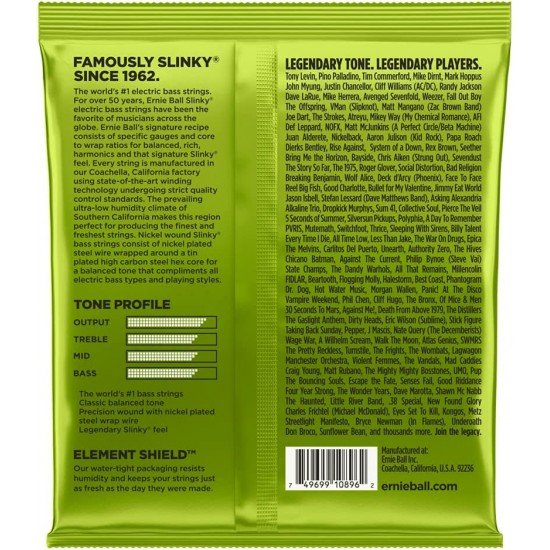 Ernie Ball 2856 Regular Slinky Nickel-wound Electric Bass Guitar Strings - .045-.105 Medium Scale