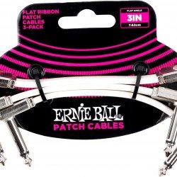 Ernie Ball P06384 - 3in Flat Ribbon Patch Cable White 3 Pack - White