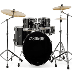 Sonor AQ1 5-Piece Drum Set Shell Pack- Piano Black Finish with Hardware WITHOUT Cymbals