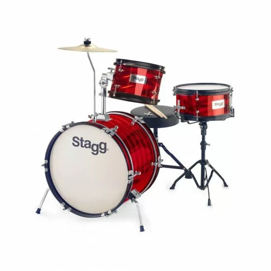 Stagg 3-Piece Junior Drum Set with Hardware & Throne, 8" / 10" / 16", Red Stagg 3-Piece Junior Drum Set with Hardware & Throne, 8" / 10" / 16", Red