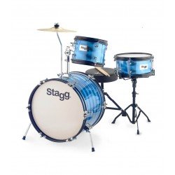 Stagg 3-Piece Junior Drum Set with Hardware & Throne, 8" / 10" / 16", Blue