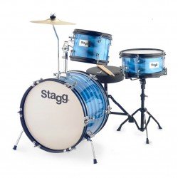 Stagg 3-Piece Junior Drum Set with Hardware & Throne, 8" / 10" / 16", Blue