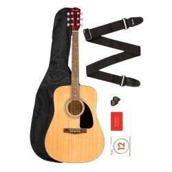 Fender FA-115 Dreadnought Acoustic Guitar Pack in Black w/Bag Picks Strap Strings