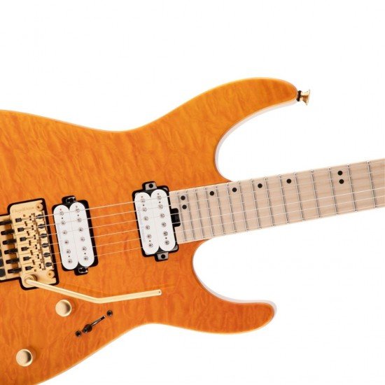 Charvel 2969431558 Pro-Mod DK24 HH FR M Mahogany with Quilt Maple Electric Guitar -  Dark Amber