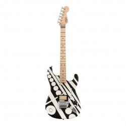 EVH 5107902386 EVH® Striped Series Circles Electric Guitar -  White and Black
