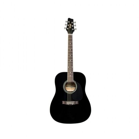 Stagg Black Dreadnought Acoustic Guitar with Basswood Top