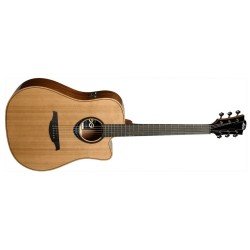 Lag TBW2DCE Blue Wave Dreadnought Cutaway Smart Guitar - Natural Wood