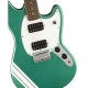Fender 0371221546 Squier Limited Edition Bullet Competition Mustang HH Electric Guitar in Sherwood Green with White Stripes