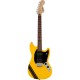Fender 0371222574 Squier Limited Edition Bullet Competition Mustang HH Electric Guitar in Graffiti Yellow with Black Stripes