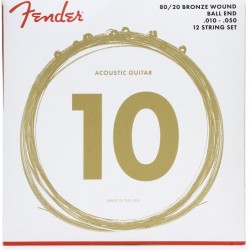Fender 70-12L 80/20 Bronze Ball End Acoustic Guitar Strings - .010-.050 Light 12-string
