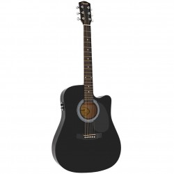 Fender 0930307006 SA-105CE Dreadnought Cutaway Electric Guitar - Black