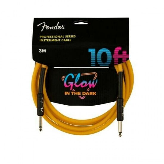 Fender 0990810113 Professional Series Glow in the Dark Orange Instrument Cable - 10 Feet