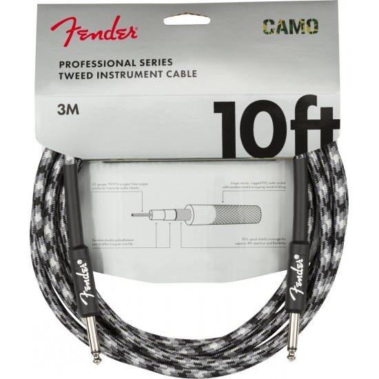 Fender 0990810124 Professional Series Straight to Straight Instrument Cable - 10-foot Winter Camo