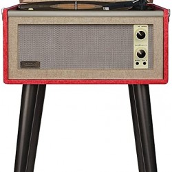 Crosley CR6233D-RE Dansette Bermuda Portable Turntable with Aux-in and Bluetooth, Red