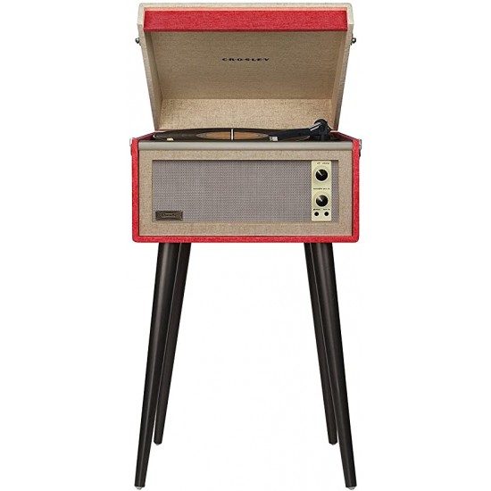 Crosley CR6233D-RE Dansette Bermuda Portable Turntable with Aux-in and Bluetooth, Red