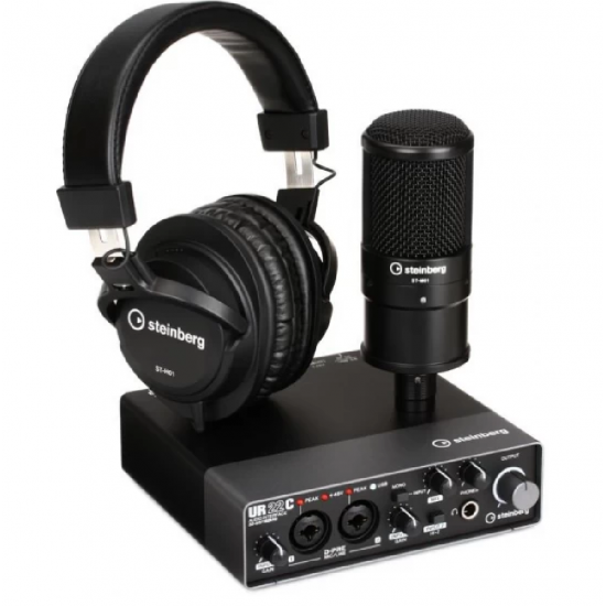 Steinberg UR22C Recording Pack with USB 3.1 Audio Interface, Condenser Microphone, and Headphones