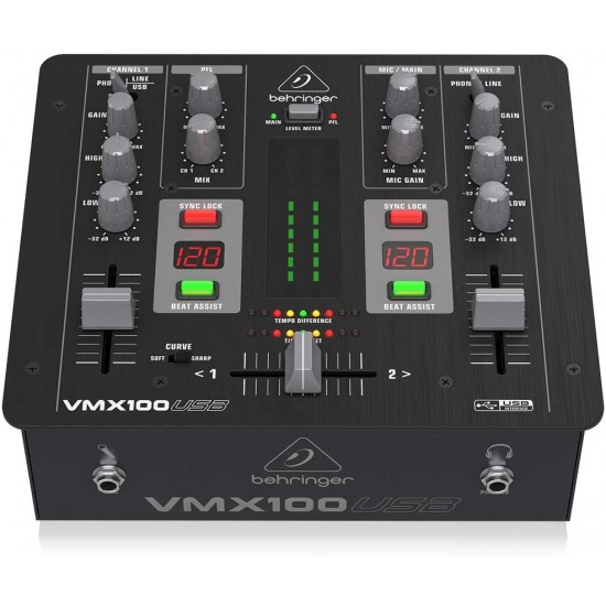 Behringer Pro Mixer VMX100USB 2-channel DJ Mixer