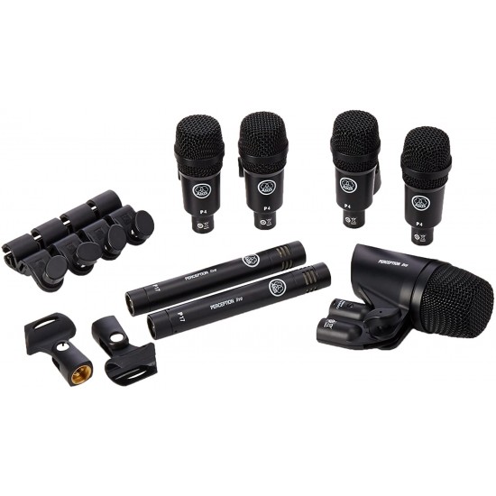 AKG High-Performance Drum Microphone Set, contains: 1x P2, 2x P17, 4x P4 DRUMSET SESSION 1 AKG High-Performance Drum Microphone Set, contains: 1x P2, 2x P17, 4x P4 DRUMSET SESSION 1