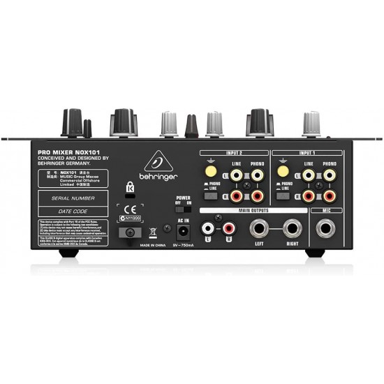 Behringer  NOX101 Premium 2-Channel Dj Mixer With Full VCA-Control And Ultra Glide Crossfader Black