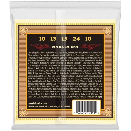 Ernie Ball P02061 Earthwood 5-String Frailing 80/20 Bronze Banjo Strings, 10-24 Gauge