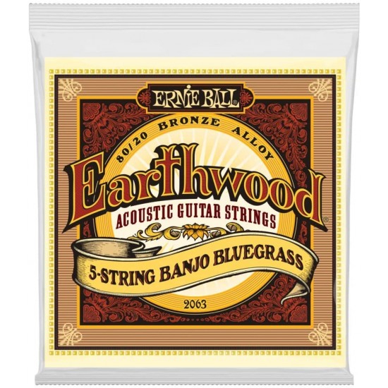 Ernie Ball Earthwood 5-String Bluegrass 80/20 Bronze Banjo Strings, 9-20 Gauge