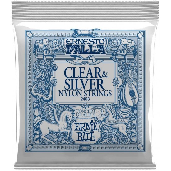 Ernie Ball P02403 Ernesto Palla Clear & Silver Tie-On Classical Guitar Strings, 28-42 Gauge 