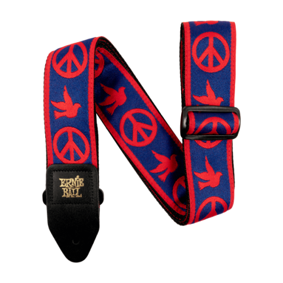 Ernie Ball P04698 Jacquard Guitar Strap - Red and Blue Peace Love Dove