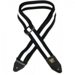 Ernie Ball 2-inch Polypro Stretch Comfort Racer Strap - Black, White Stripe