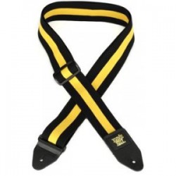 Ernie Ball 2-inch Polypro Stretch Comfort Racer Strap - Black, Yellow Stripe