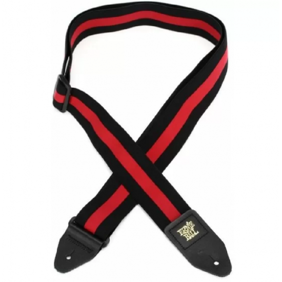 Ernie Ball 2-inch Polypro Stretch Comfort Racer Strap - Black, Red Stripe