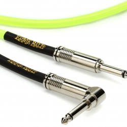 Ernie Ball P06080 Braided Straight to Right Angle Instrument Cable - 10 foot Neon Yellow