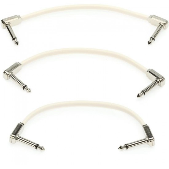 Ernie Ball P06385 Flat Ribbon Pedalboard Patch Cable - Right Angle to Right Angle - 6-inch (3-pack)