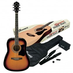 Ibanez V50 Jampack Acoustic Guitar Package Vintage Sunburst Finish Includes Tuner, Strap, Picks & Gig Bag