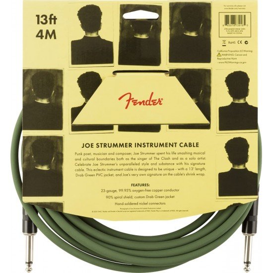 Fender 0990810276 Strummer Pro Straight to Straight Instrument Cable 13-foot Drab Green