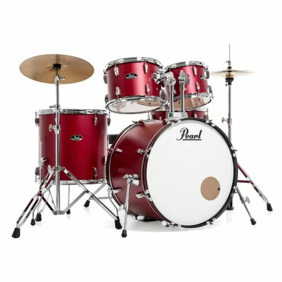 Pearl RS525SC Roadshow 5pc Drum Set 2216B/1008T/1209T/1616F/1455S with Cymbal & Hardware Matte Red Finish Pearl RS525SC Roadshow 5pc Drum Set 2216B/1008T/1209T/1616F/1455S with Cymbal & Hardware Matte Red Finish