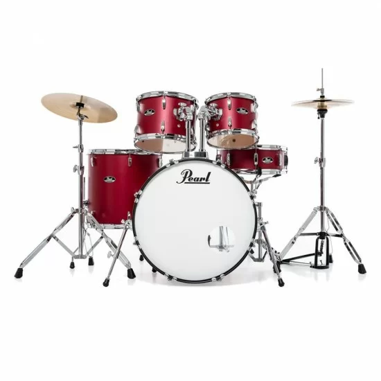 Pearl RS525SC Roadshow 5pc Drum Set 2216B/1008T/1209T/1616F/1455S with Cymbal & Hardware Matte Red Finish Pearl RS525SC Roadshow 5pc Drum Set 2216B/1008T/1209T/1616F/1455S with Cymbal & Hardware Matte Red Finish