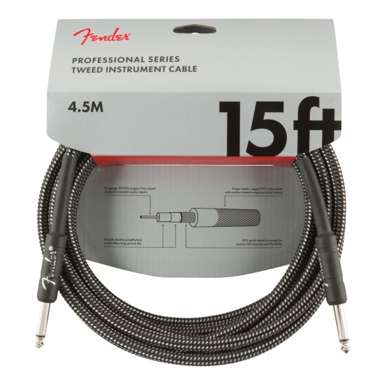 Fender 0990820065 15Ft Professional Series Tweed Instrument Cable - Black Fender 0990820065 15Ft Professional Series Tweed Instrument Cable - Black