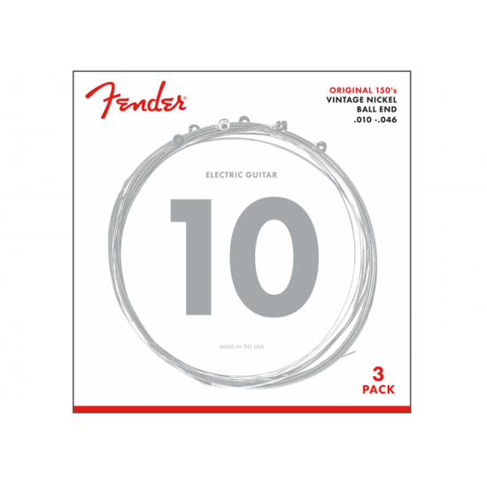 Fender 150r Pure Nickel Ball End Electric Guitar Strings 10-46 3 Pack