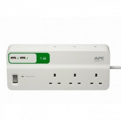 APC PM6U-UK Essential SurgeArrest 6 Outlets With 5V, 2.4A 2 Port USB Charger, 230V UK