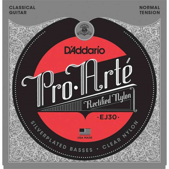 D'Addario EJ30 Pro-Arte Silver Plated Wrap, Nylon Core, Rectified Nylon Trebles Normal Tension D'Addario EJ30 Pro-Arte Silver Plated Wrap, Nylon Core, Rectified Nylon Trebles Normal Tension