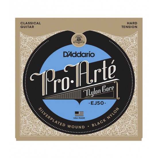 D'Addario EJ50 Pro-Arte Silver/Black Nylon Classical Guitar String - Hard Tension D'Addario EJ50 Pro-Arte Silver/Black Nylon Classical Guitar String - Hard Tension